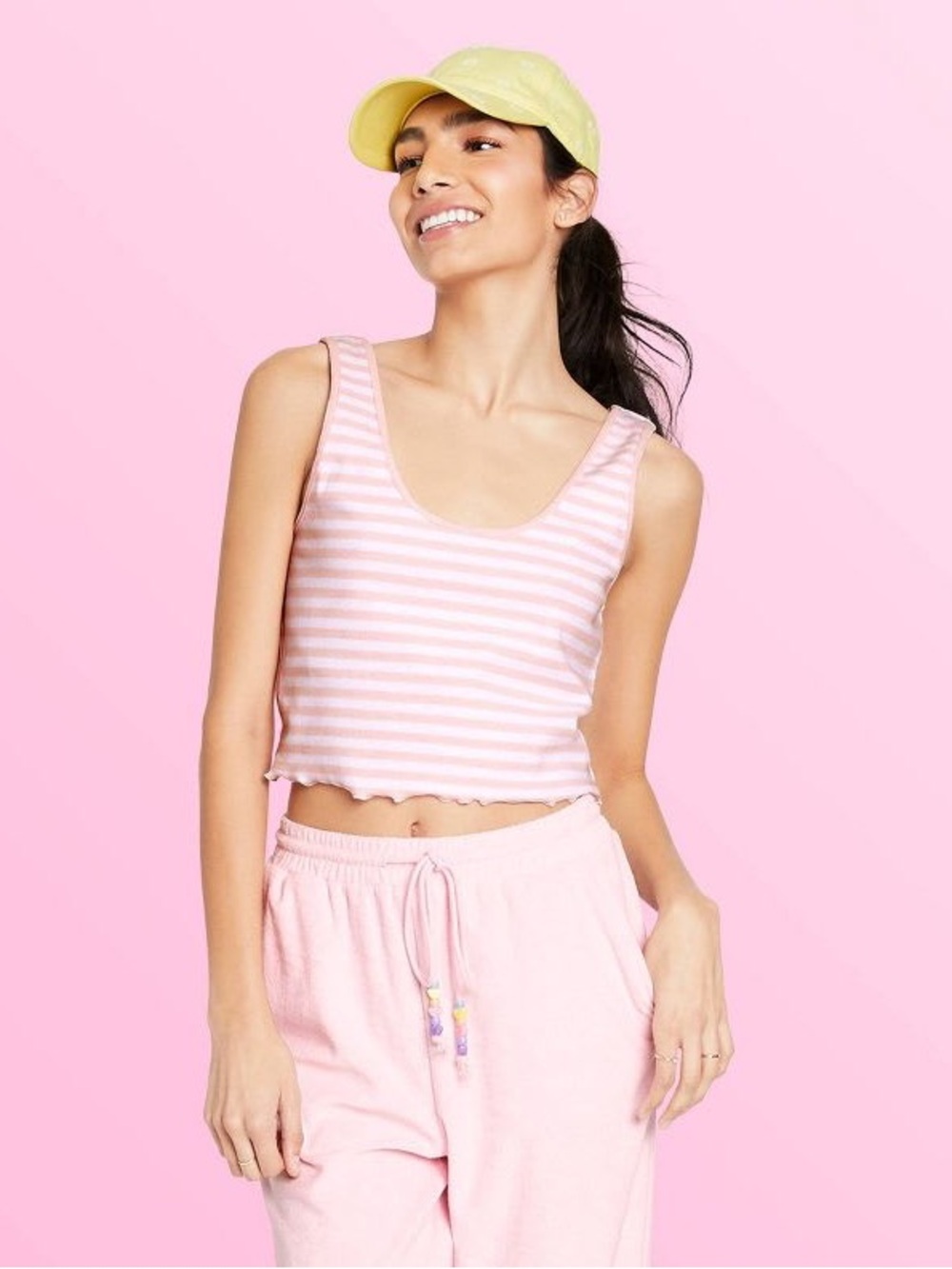 Stony Clover Lane x Target Pink Striped Cropped Tank Top Size Medium